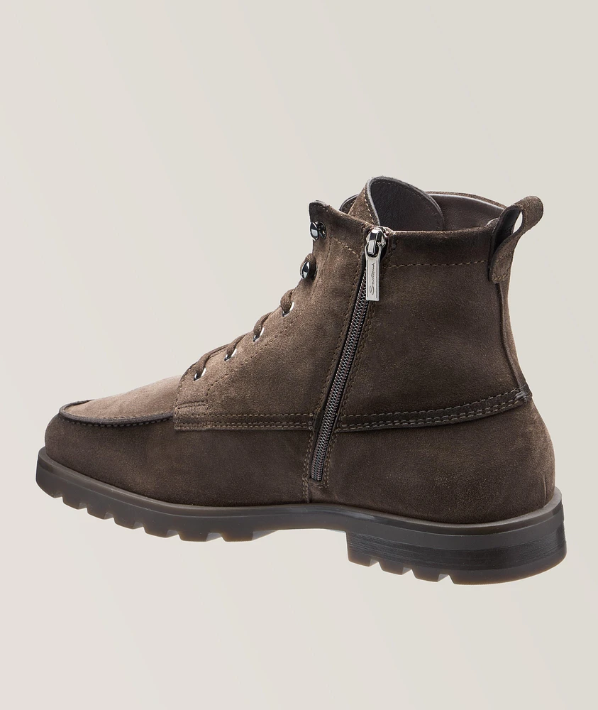 Suede Shearling Lined Lug Boots