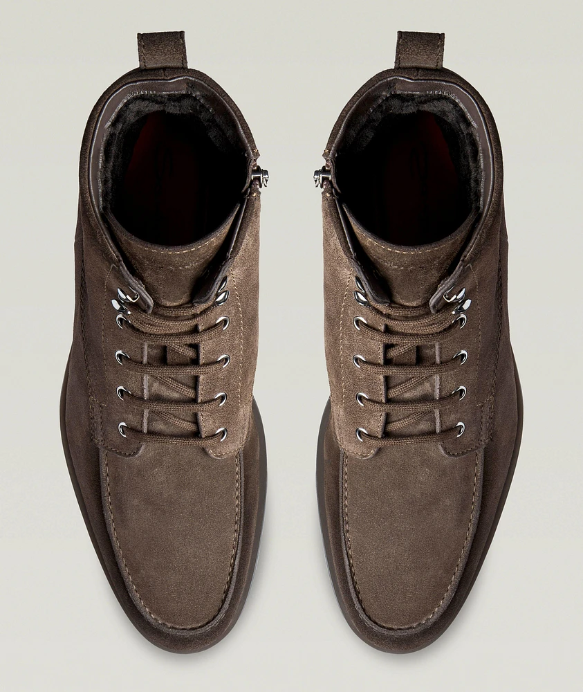 Suede Shearling Lined Lug Boots