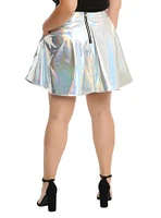 Blackheart Silver Holographic Vinyl Skirt Plus Size