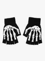 Skeleton Black Fingerless Gloves