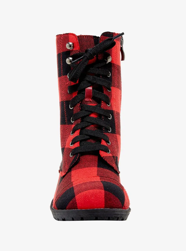 Red Plaid Combat Boots