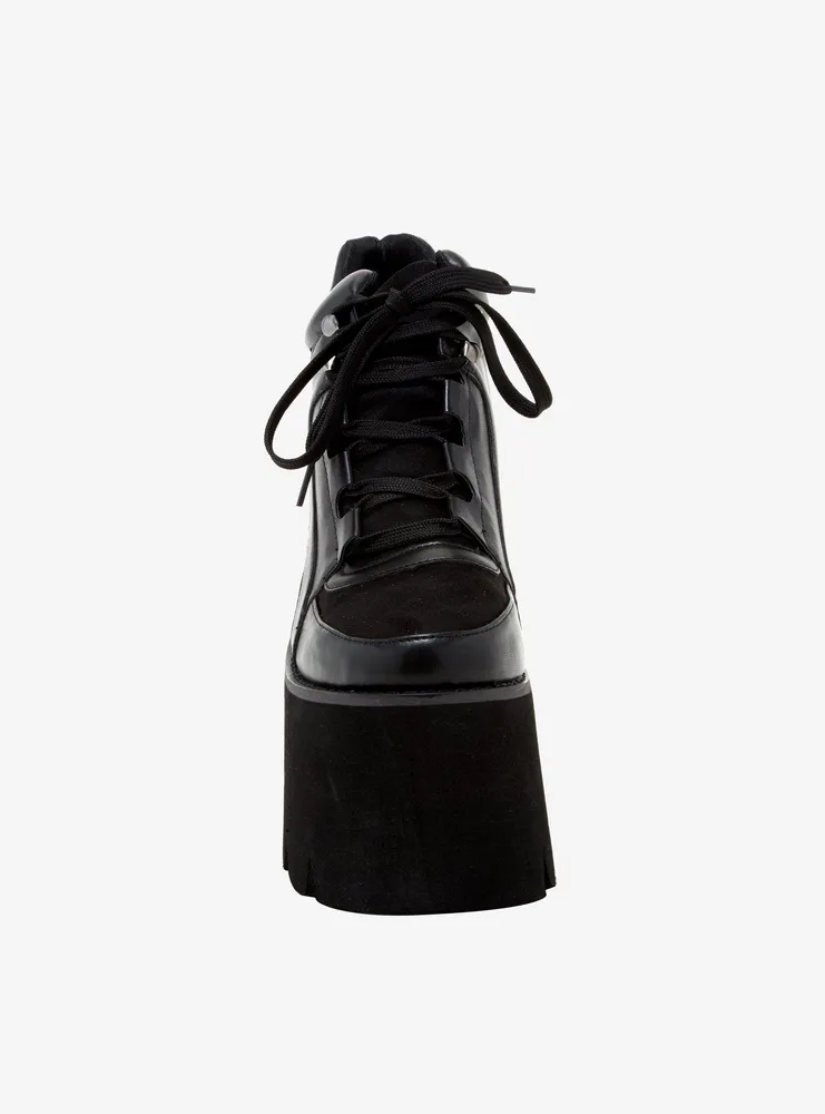Black Lace-Up Platform Sneakers