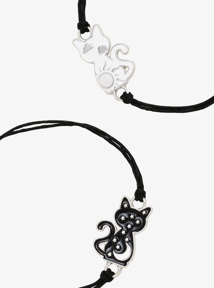 Black & White Cats Best Friends Cord Bracelet Set