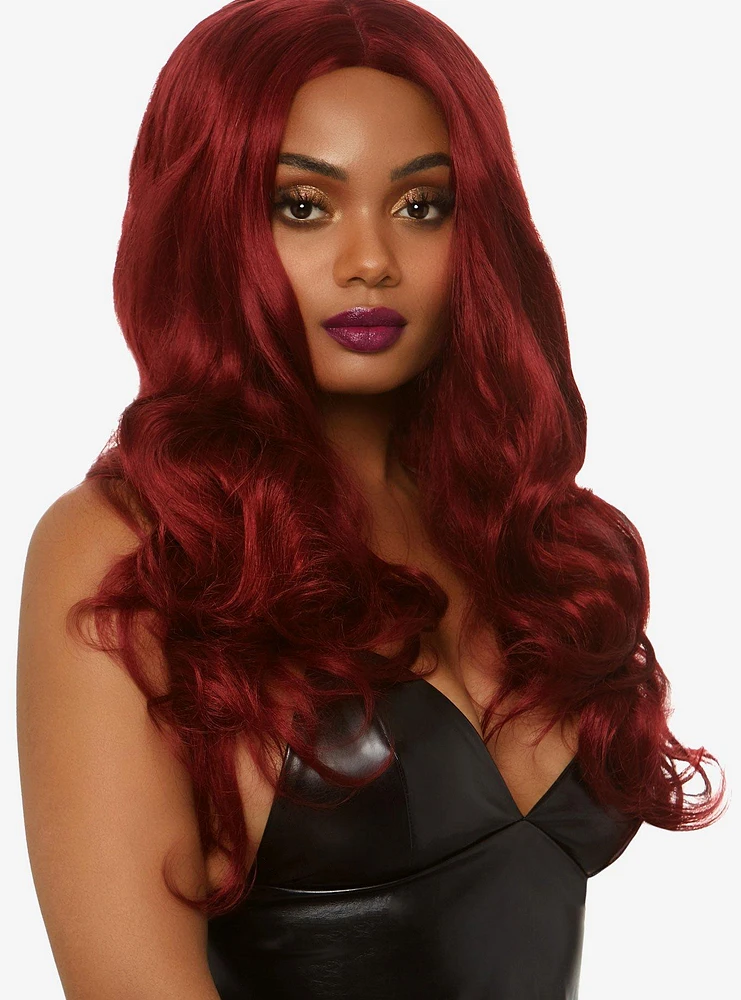 Burgundy Long Wavy Wig