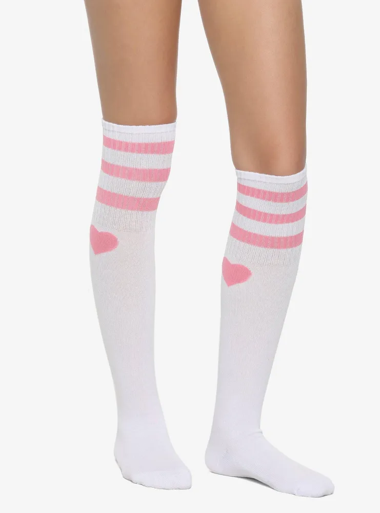 Pink Heart Varsity Knee-High Socks
