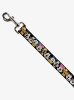 Disney Classic Characters Faces Dog Leash Black 6 Ft