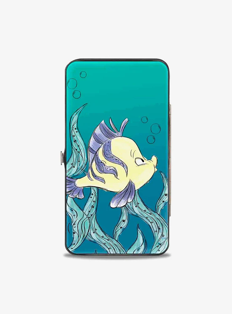 Disney The Little Mermaid Ariel Over Shoulder Flounder Sketch Poses Hinged Wallet