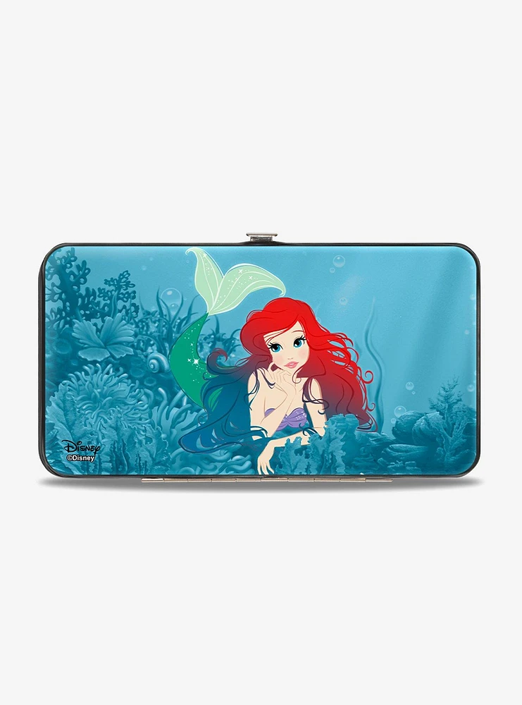 Disney The Little Mermaid Ariel Swimming Resting Poses Coral Reef Hinged Wallet