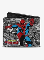 Marvel Spider-Man: The Amazing Spider Man Stacked Comic Books Action Poses Bi-Fold Wallet