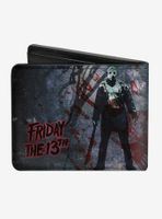 Friday The 13th Logo Jason Machete Blood Splatter Bi-Fold Wallet