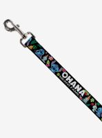 Disney Lilo & Stitch Ohana Means Family Stitch Scrump Poses Tropical Flora Dog Leash