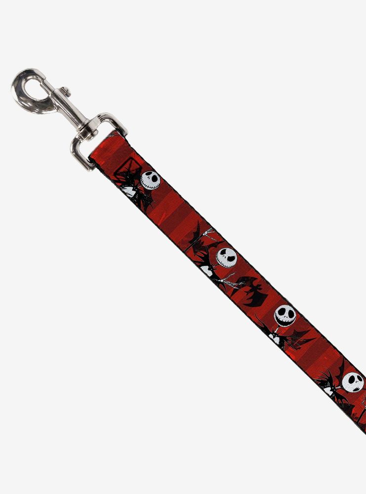 The Nightmare Before Christmas Jack Poses Bats Red Striped Dog Leash