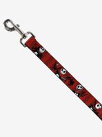 The Nightmare Before Christmas Jack Poses Bats Red Striped Dog Leash