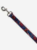 Marvel Spider-Man 3 Action Poses Bricks Stripe Blues Red White Dog Leash 6 Ft