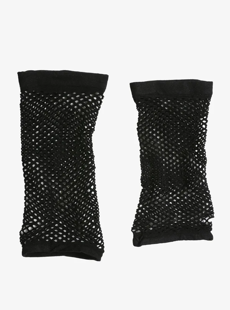 Black Fishnet Long Fingerless Gloves