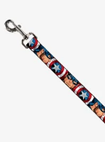 Marvel Captain America Face Turns Shield Close Up Dog Leash