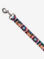 Marvel Captain America Face Turns Shield Close Up Dog Leash