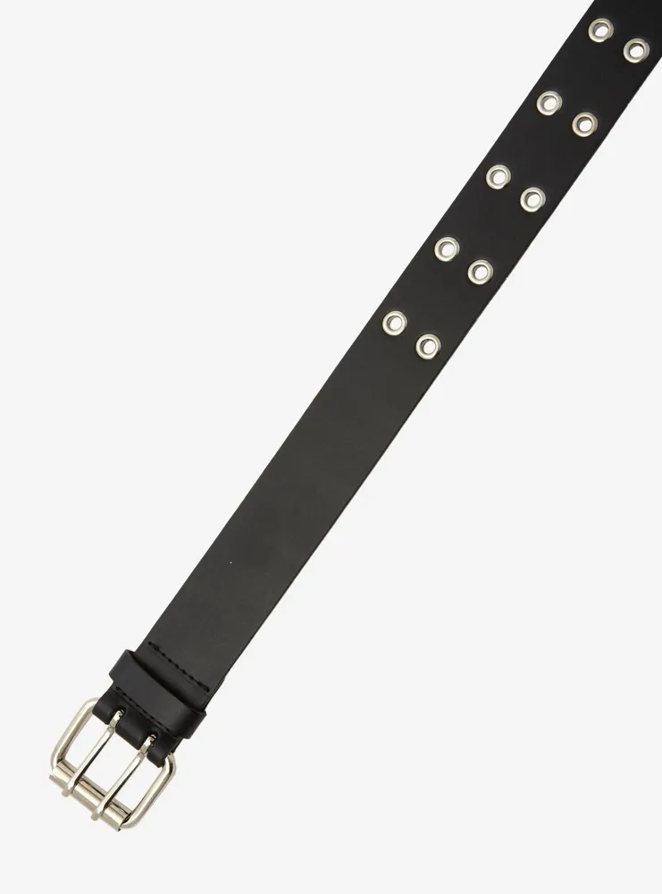 Black Faux Leather Grommet Belt