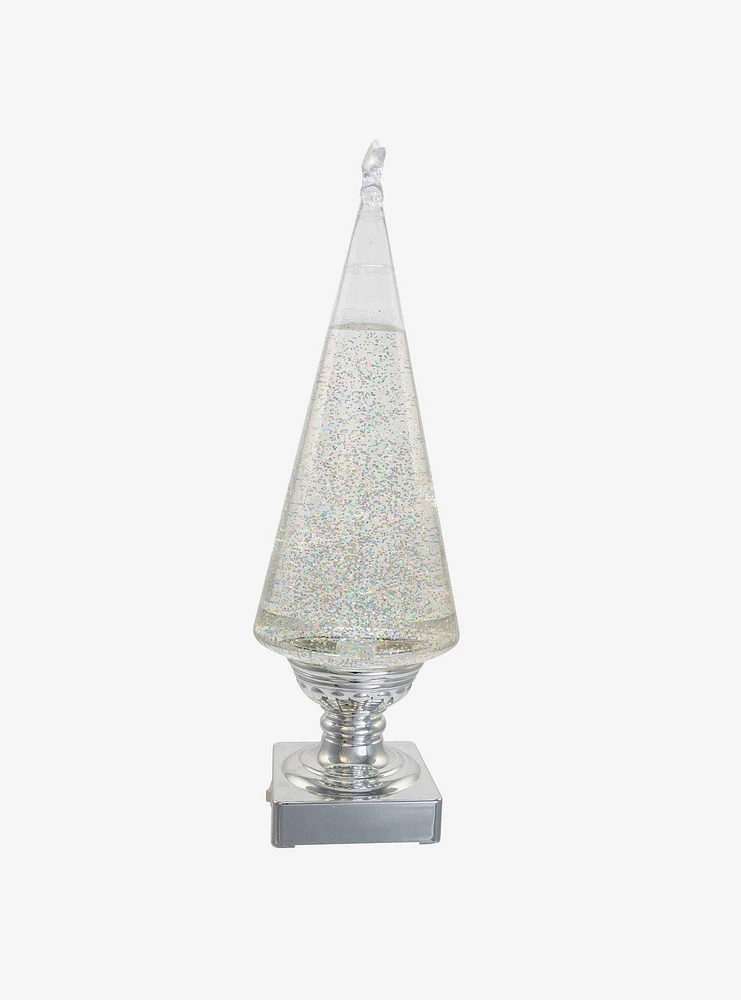 Battery-Operated Clear And Silver Lava Light Tree