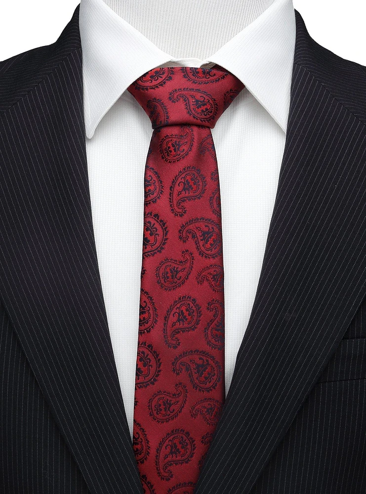 DC Comics Batman Red Paisley Tie