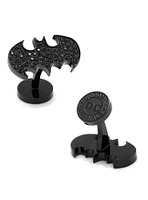 DC Comics Batman Stainless Steel Black Pave Crystal Cufflinks