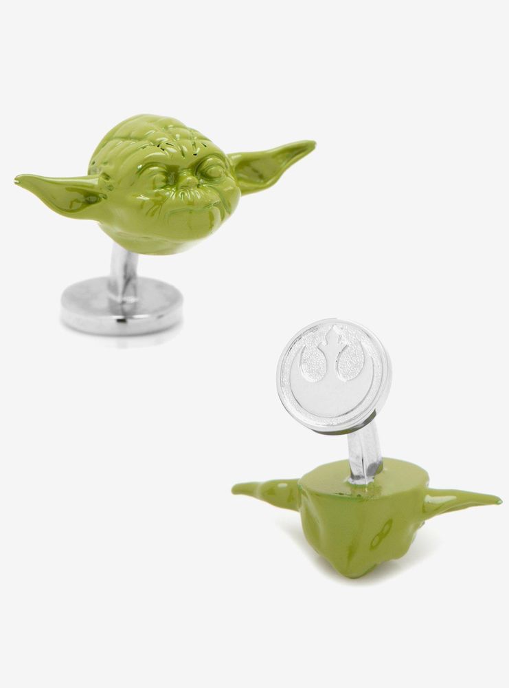 3D Green Star Wars Yoda Head Cufflinks