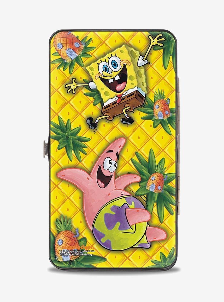 Spongebob Squarepants Pineapple Eyes Patrick Starfish Pose Pineapple Hinge Wallet