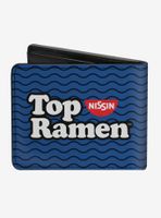 Top Ramen Noodle Wave Blue Black White Bi-Fold Wallet