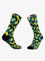 Geometric Holiday Socks And Geometric Yellow Stairway Crew Socks 2 Pair