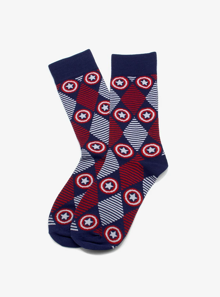Marvel Captain America Navy Argyle Stripe Socks