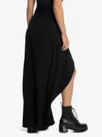 Black Lace-Up Hi-Low Maxi Skirt