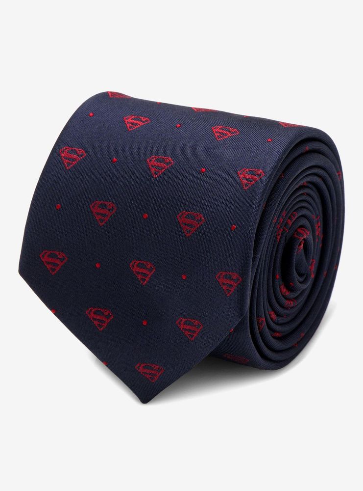 DC Comics Superman Shield Navy and Red Dot Tie