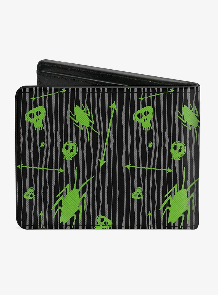 Beetlejuice Roach Skull Doodles Bi-fold Wallet