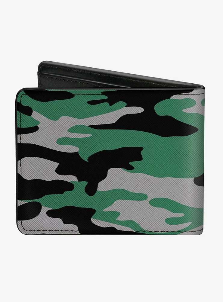 Harry Potter Slytherin Crest Camo Green Bi-fold Wallet