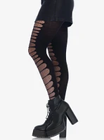 Double Layer Shredded Spandex And Fishnet Tights