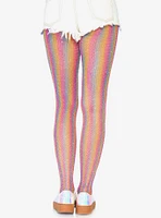 Glitter Rainbow Stripe Fishnet Tights