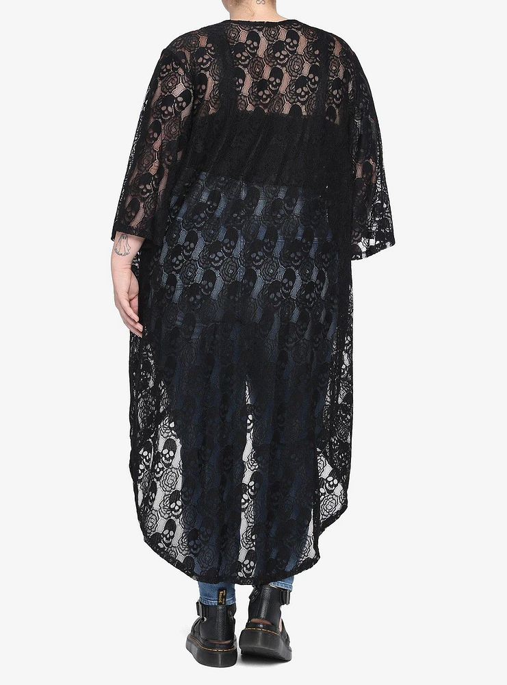 Skull Rose Lace Midi Duster Plus