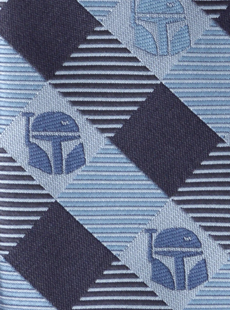 Star Wars The Mandalorian Mando Helmet Check Blue Tie