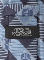 Star Wars The Mandalorian Mando Helmet Check Blue Tie