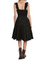 Black Brocade Lace-Up Dress