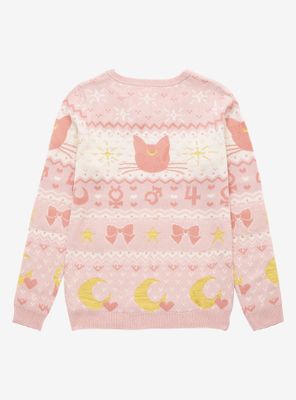 Sailor Moon Luna & Guardian Symbols Women's Holiday Sweater - BoxLunch Exclusive