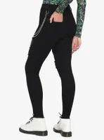 Black Fishnet Destructed Chain Jeans