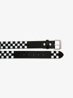 Black & White Checkered Pyramid Stud Belt