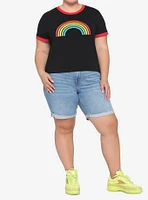 Rainbow Girls Crop Ringer T-Shirt Plus Size