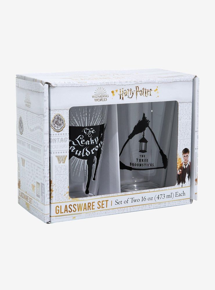 Harry Potter The Leaky Cauldron & The Three Broomsticks Pint Glass Set