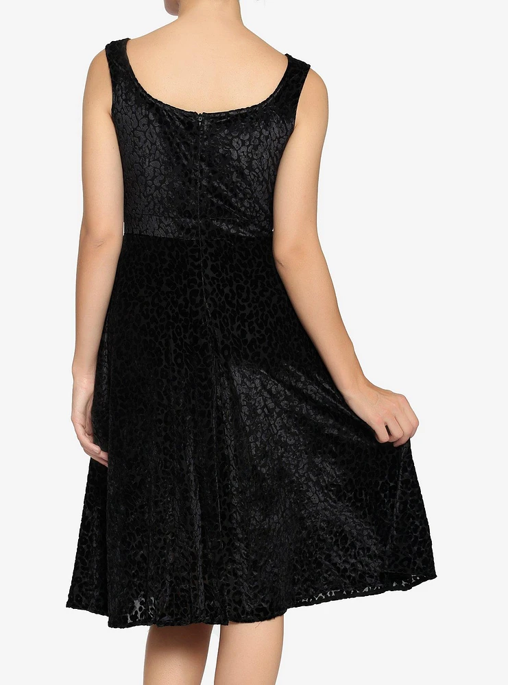 Black Leopard Velvet Dress