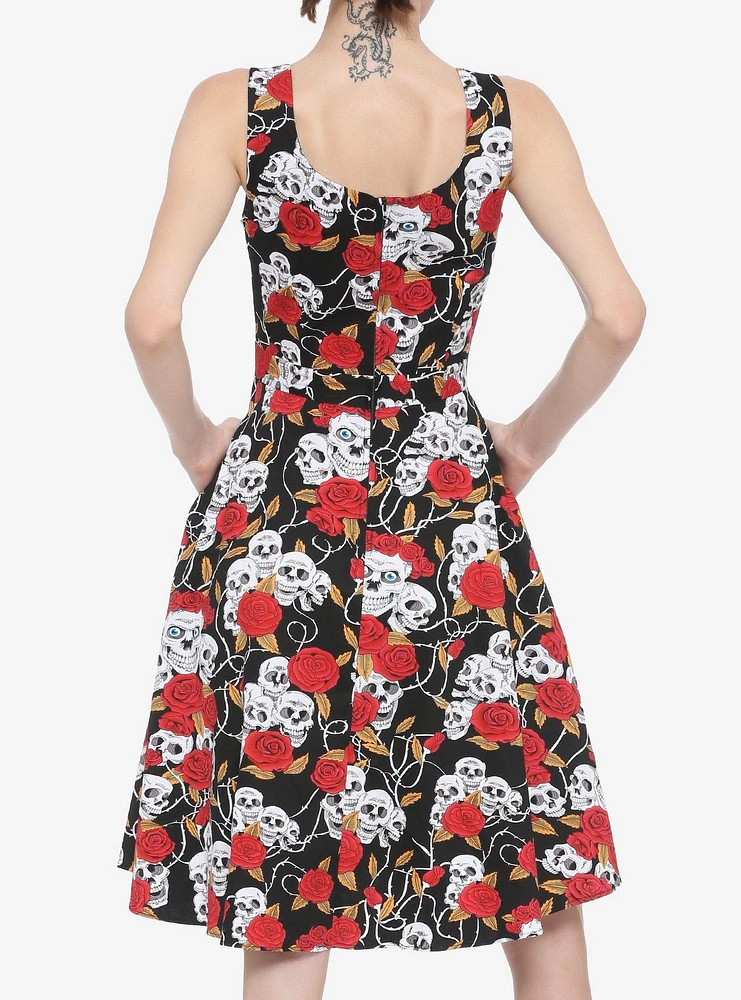 Roses and Skulls Retro Dress