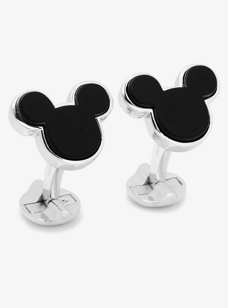 Disney Sterling Silver and Onyx Mickey Mouse Cufflinks