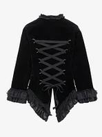 Black Velvet Lace Up Jacket