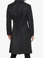 Black Brocade Mens Coat
